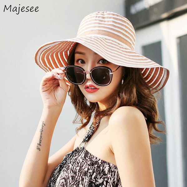 

bucket hats women 2019 chic korean style hat outdoor folding striped beach cap womens all-match trendy ladies lovely leisure new, Blue;gray