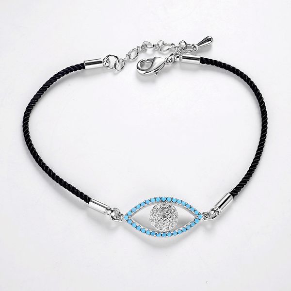 

fashion jewelry new simple devil's eye bracelet crystals from swarovskis retro black rope temperament bracelet fit women and men