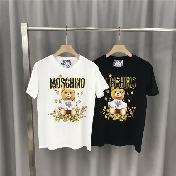 

20ss luxurious brands design moschinos tshirt short sleeve crewneck tee breathable men women lovers fashio bear outdoor streetwear t-shirt, Gray;blue