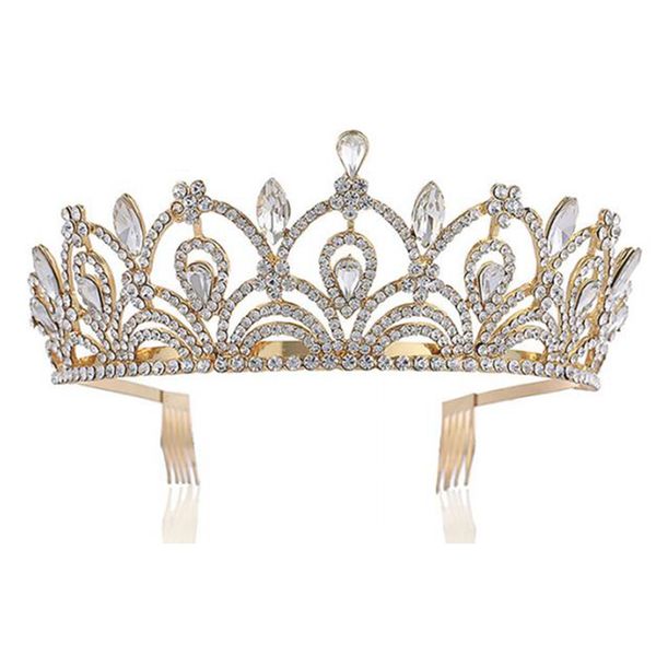 

rhinestone crystal princess headdress comb wedding bridal jewelry accessories bridal crown headdress, Golden;white