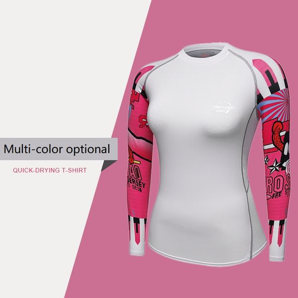 

new yoga suit women's sports long sleeve print tights basketball training quick-drying running fitness clothes, White;red