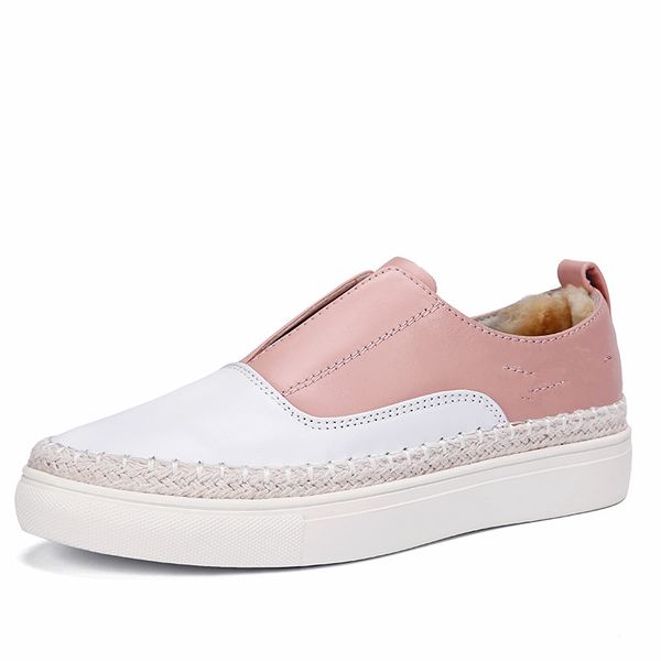 

shoes women genuine leather women loafers slip on flat walking footwear comfortable casual shoes plus big size 34-40, Black