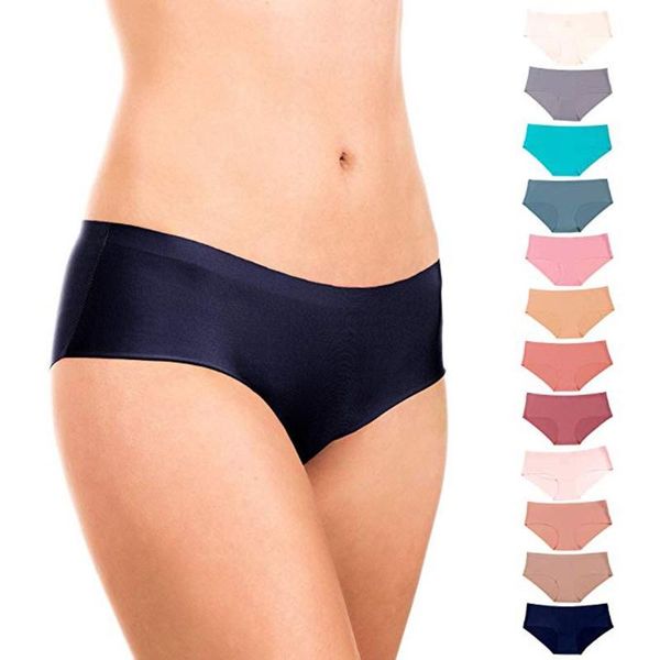 

12 pcs women's seamless panties solid color ultra-thin panties underwear women's low-rise briefs lingerie 2020, Black;pink