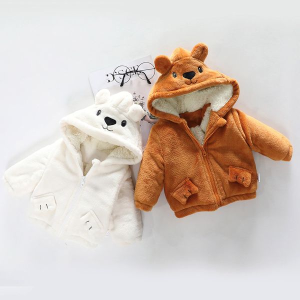 

child hooded sweatshirt cartoon ear thick warm hoody coat boy girls toddler new winter 2018 for baby hoodie clothing 18sep13, Black