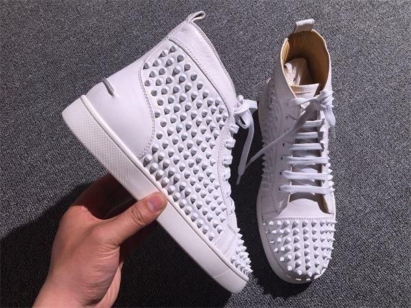 

2019new designer sneakers black low cut spikes flats shoes famous red bottom for men and women leather sneakers party fashion designer shoes