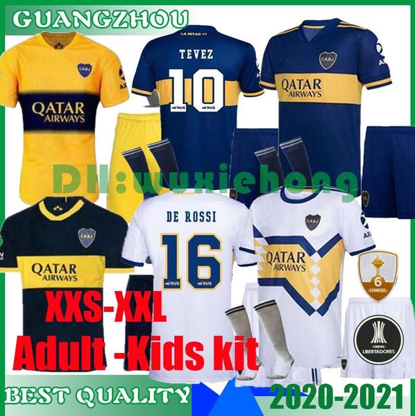 

and kids kit 2020 2021 boca juniors soccer jersey 20 21 home away tevez de rossi pavon benedetto set edwin cardona football shirt s-xl, Black