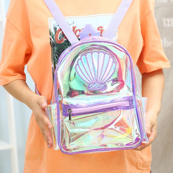 

harajuku transparent bright laser pvc women backpack waterproof casual travel backpack small purse mochila feminina