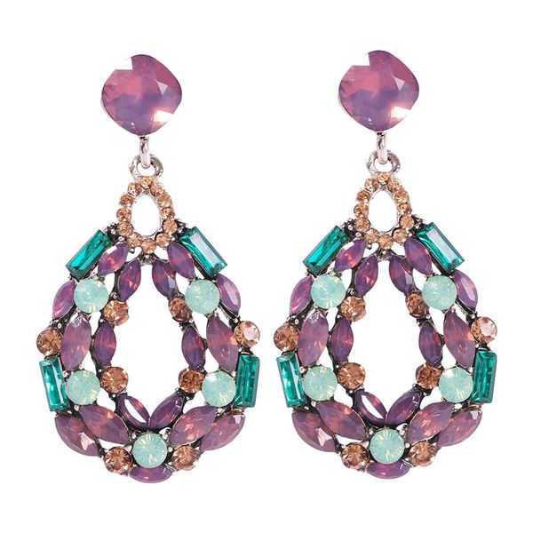 

kmvexo luxury water drop crystal earrings for women 2019 big colorful statement rhinestone earrings fashion wedding jewellery, Silver