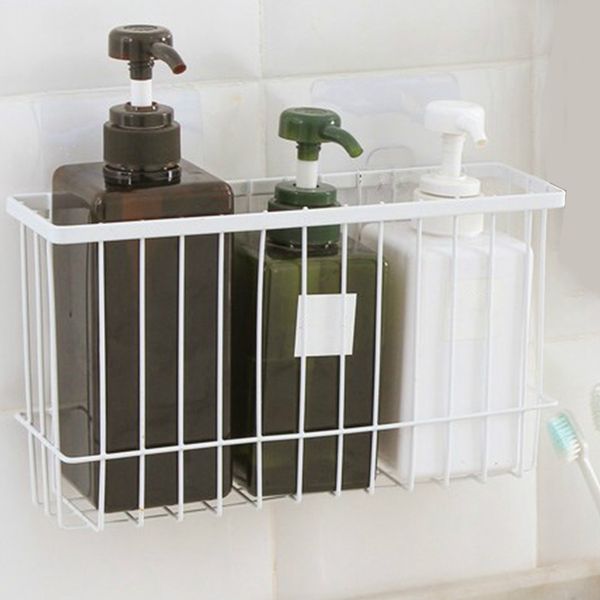 

japanese wrought iron wall-mounted storage basket bathroom storage basket drain basket kitchen bracket