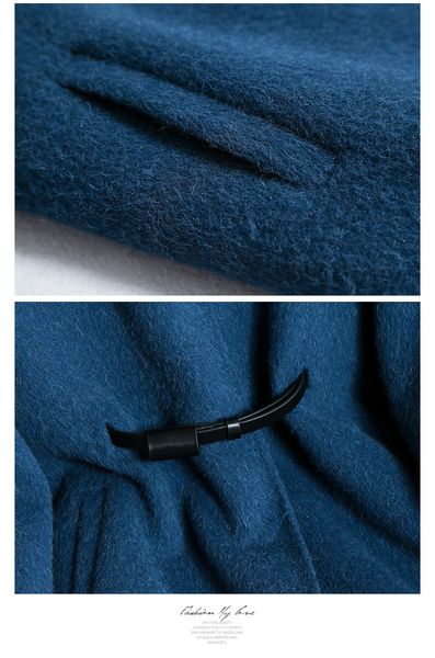 

wool fashion coat female lamb fur collar long jacket winter coat women double side woolen coats casaco feminino my4184 en s, Black