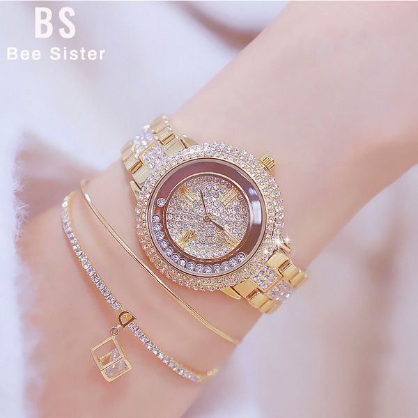 

watch women gold diamond wist watch women casual stainless stell ladies watches quartz female wristwatch 2019, Slivery;brown