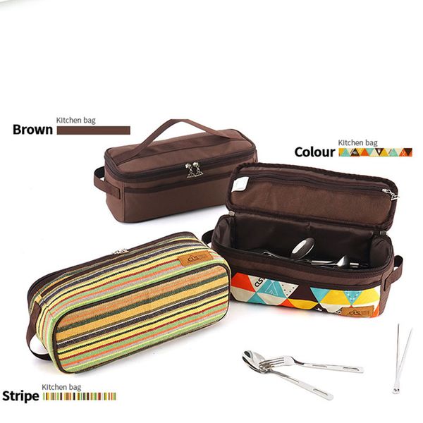 

outdoor portable camping cooker storage bag camping kitchen cookware storage, Blue;pink