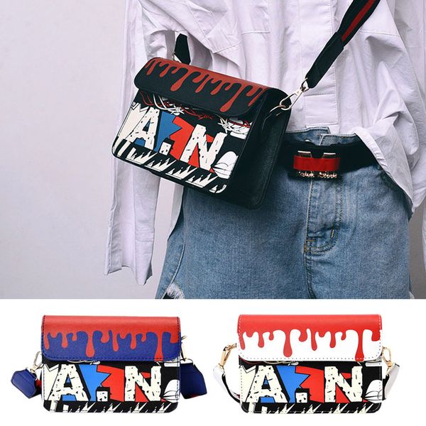 

fashion women graffiti printed small square bag european and american shoulder messenger bag taschen women#25