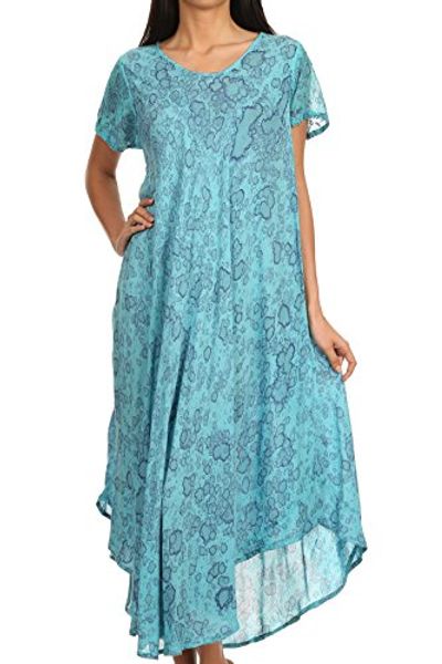 

sakkas lila freckled dyed cap sleeve scoopneck long caftan dress/cover up, Black;gray