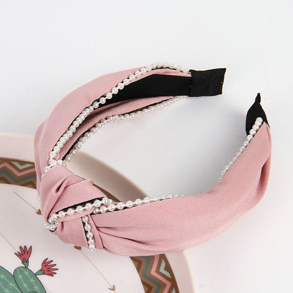 

satin pearl cross headband hairbands for lady wide hair bands pearl head bands gamma blue hair style for women 2019 rwjiy, Black;brown