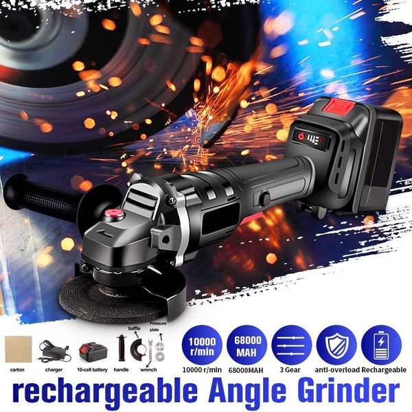

wireless/wired] 2/1battery professional multi-function angle grinder 10000 rpm 220v 3 gear speed for milling polishing grinding
