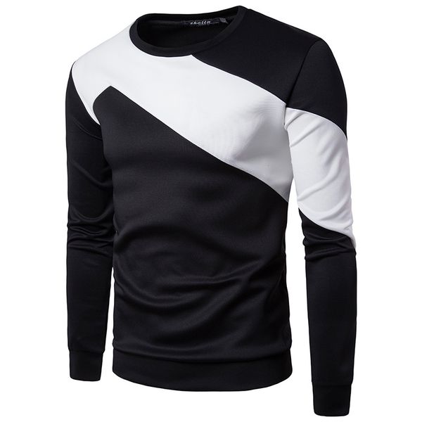 

men's hoodies & sweatshirts hit color sweatshirt men sweat homme autumn winter mens breathable cotton casual o neckl homens moletom, Black