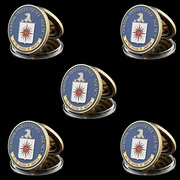 

5pcs us army military cia central intelligence agency 1oz gold plated commemorative challenge coin