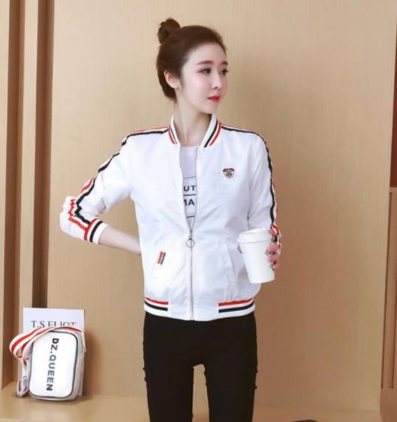 

spring autumn new korean fashion loose stripe stitching short women jacket women's coat jackets, Black;brown