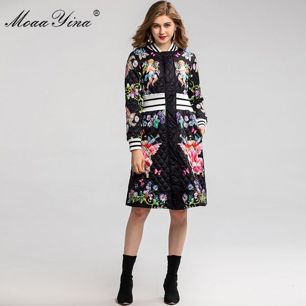 

moaayina luxury runway angel floral-print thin down jackets coat women fashion long sleeve winter down jacket outwear, Black