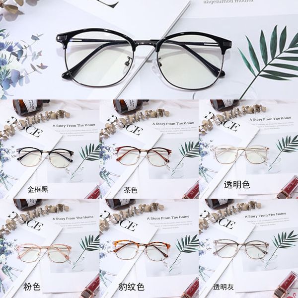 

myopia men's matching degree ultra light metal myopia glasses big face personalized fashion glasses frame frame women's round, Silver