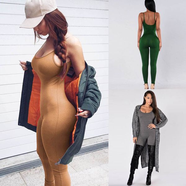 

2017 new women jumpsuits solid casual sleeveless bodycon rompers jumpsuit women club wear slim overalls female &03, Black;white