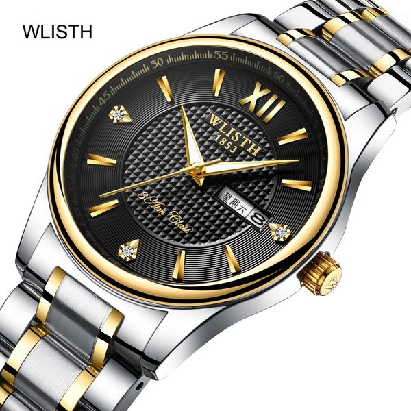 

couple watchbusiness waterproof clock double calendar alloy mens watches fashion casual ladies quartz wristwatch new, Slivery;brown