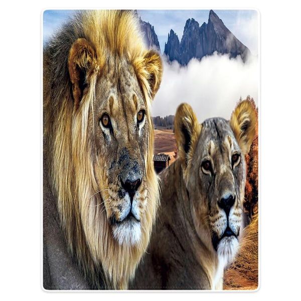

hommomh 60 "x80" blanket throw comfortable warm soft plush sofa throw blanket mighty lion