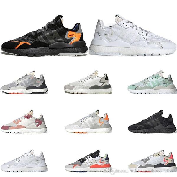 

2019 nite jogger 3m reflective running shoes for men women triple black white breathable trainer sports sneakers size 36-45