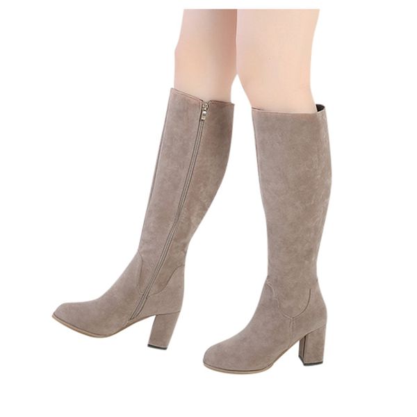 

ladies boots with heels fashion warm zipper long boot high heels casual shoes women vintage boots and shoes, Black