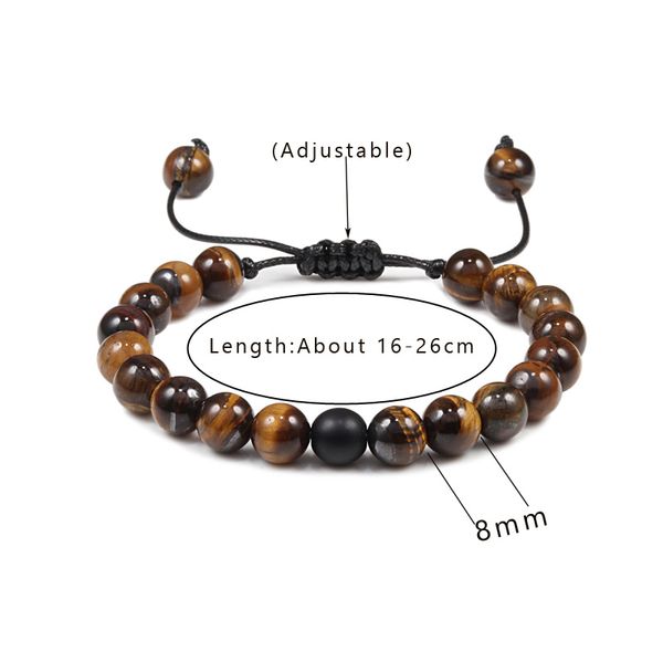 

handwoven distance bracelet classic real tiger eye beads bracelets natural stone strand bangles for men female hand jewelry gift, Golden;silver