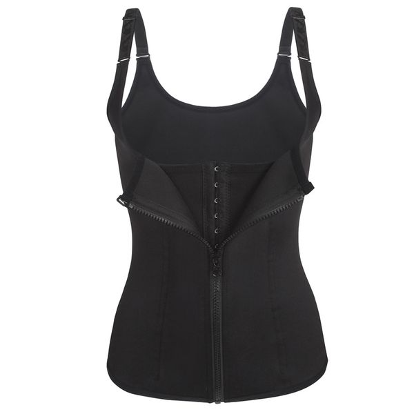 

waist trainer women corset zipper vest body shaper cincher tank with adjustable straps tummy slimming shapewear vest, Black;white