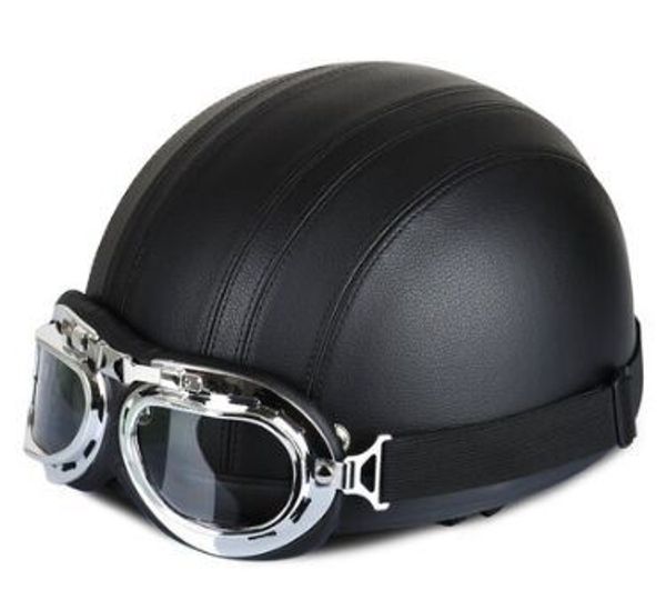 

2020new кожа pu мотоциклетных шлемов велосипед каски open половина лица с visor очки для мужчин и женщин