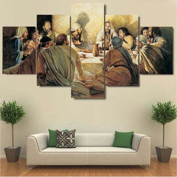 

dropship paintings hd abstract canvas wall art poster 5 pieces the last supper religious decorative painting of jesus