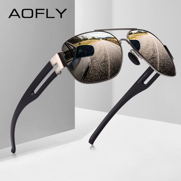

aofly men's sunglasses brand design metal frame tr90 temple oversized polarized male sun glasses for men gafas oculos masculino, White;black