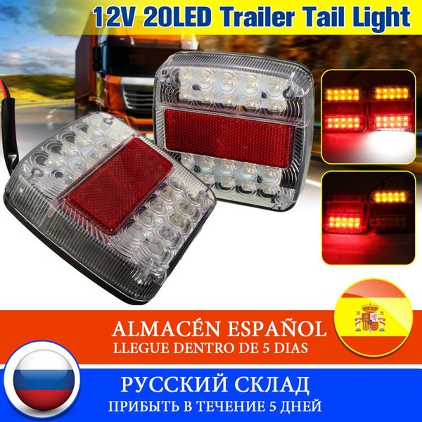 

2x 20 led car truck tail light warning lights rear lamps waterproof tailligh rear turn license plate lights for trailer 46 led