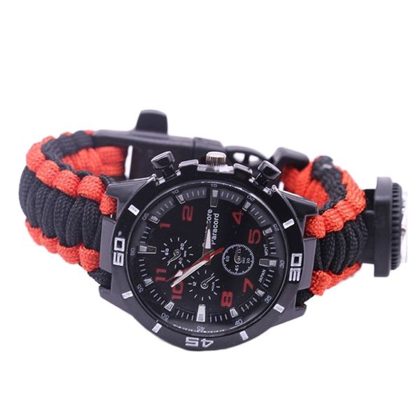 

outdoor multi-functional wristwatch bracelet whistle compass fashion survival camping rescue rope braided bracelets bracelet