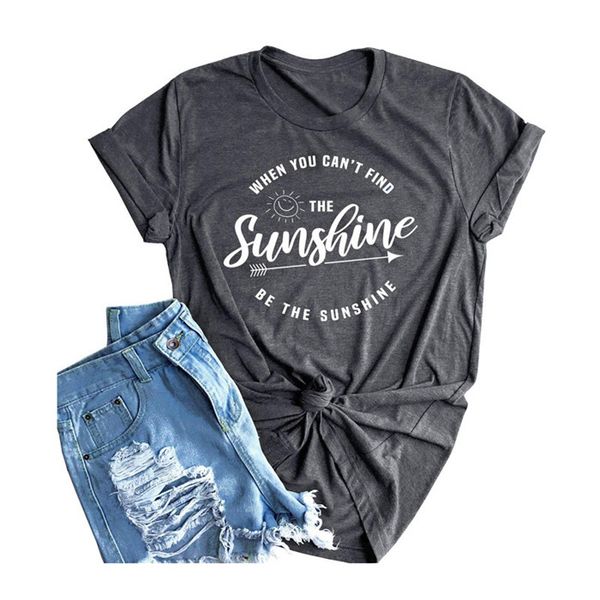 

women be the sunshine tshirt letter short sleeve o neck loose summer tees famale apparel, White