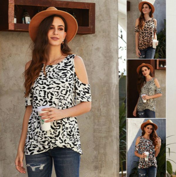 

Womens Fashion Leopard Short T-shirt Ladys Vogue Print Top Women Casual T-shirt Lady Daily Clothing T-shirt 2020 Summer New Style