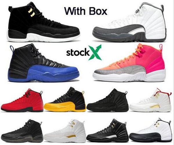 

2020 new 12s dark grey men basketball shoes 12 reverse taxi game royal punch flu game college navy designer mens sport sneakers