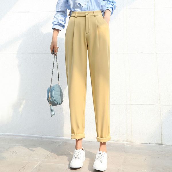 

women's pants & capris women suit 2021 spring summer female casual hihg waist formal harem pant autumn straight trousers office lady pa, Black;white