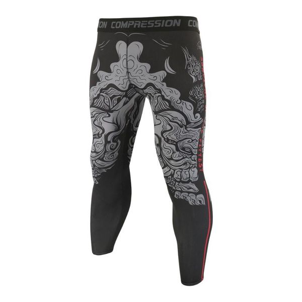 

black cow breathable elastic running leggings for men sport jogging training pants gym compression fitness tight trousers male, Black;blue