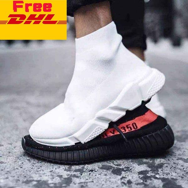 

dhl new designers shoes speed sock sneakers stretch mesh high boots for mens womens black white red glitter runner flat trainers 19