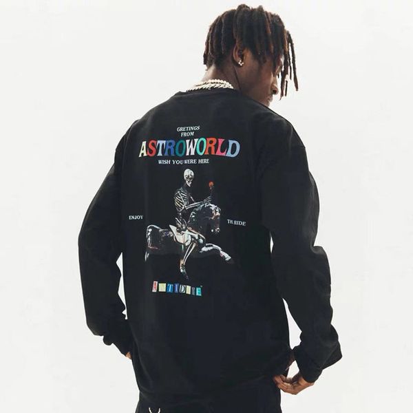 

fashion mens long sleeve t shirts travis scott enjoy the ride men pullover for spring autumn, White;black