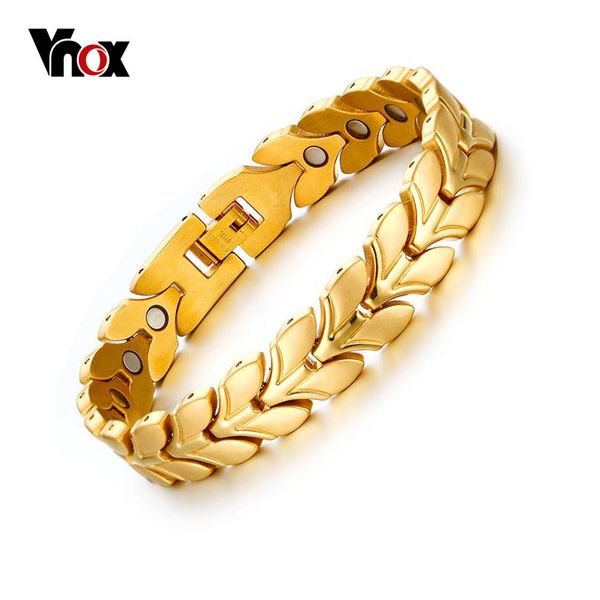 

vnox health magnetic wheat chain bracelets men power gold color, Golden;silver