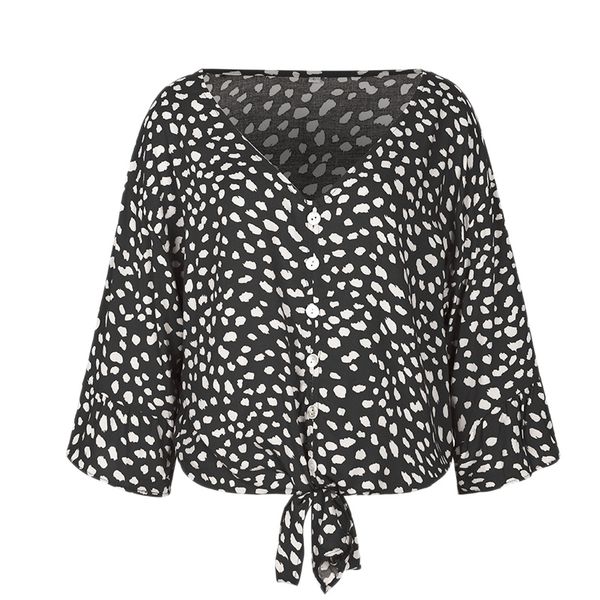 

women's blouses & shirts women blouse v neck butterfly sleeve summer dot printed spring boho, White