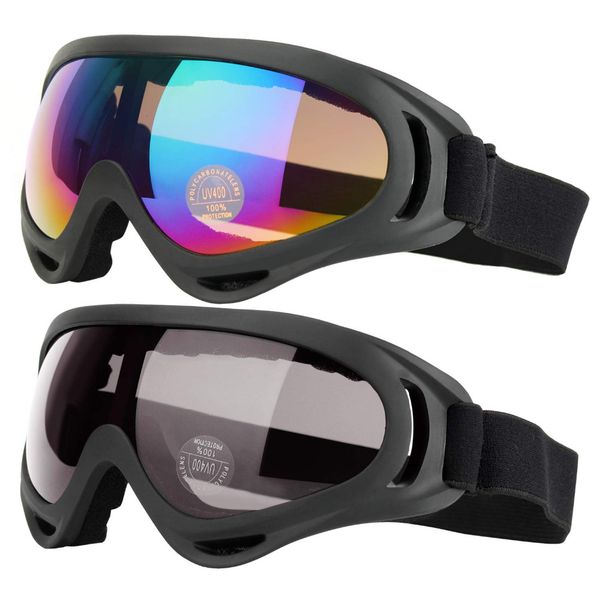 

ski goggles, pack of 2, snowboard goggles for kids, boys & girls, youth, men & women, with uv 400 protection