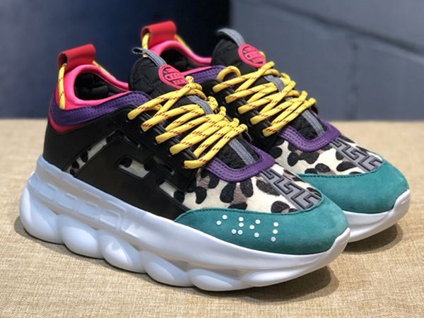 

High Quality Mens Chain Reaction Luxury Casual Shoes Chainz White black Spotted Womens Fashion Designer Casual Shoes Sole With Dust Bag