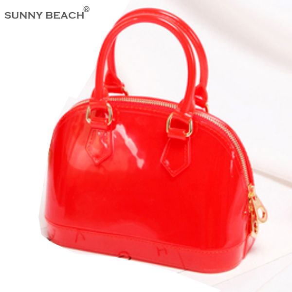 

мешок женщины малого размера 19см kid девушка пвх конфета цвет желе сумка shell мешок плечо пляж сумка болс кошелек