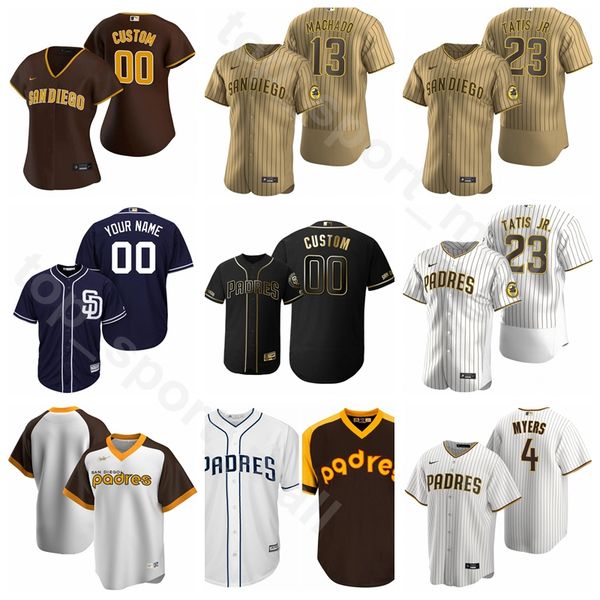 

новый бейсбол мужчины женщины молодежь 13 мэнни мачадо джерси 23 фернандо татис младший 4 уил майерс 2 трент гришем 12 хуан лагарес куперста, Blue;black